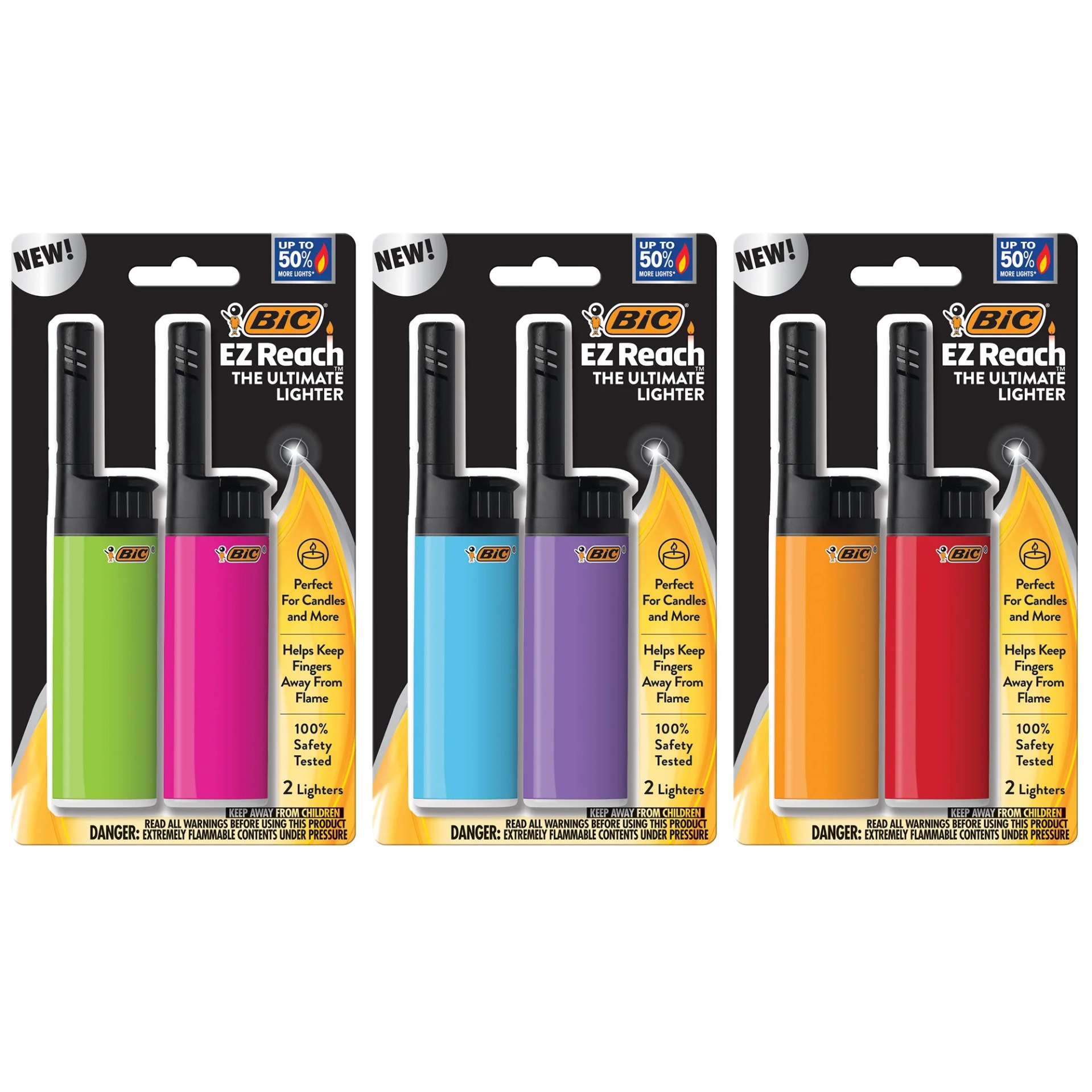 three two-packs of lighters