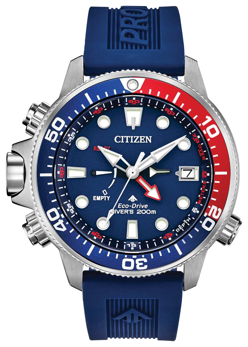 colorful dive watch with rubber strap