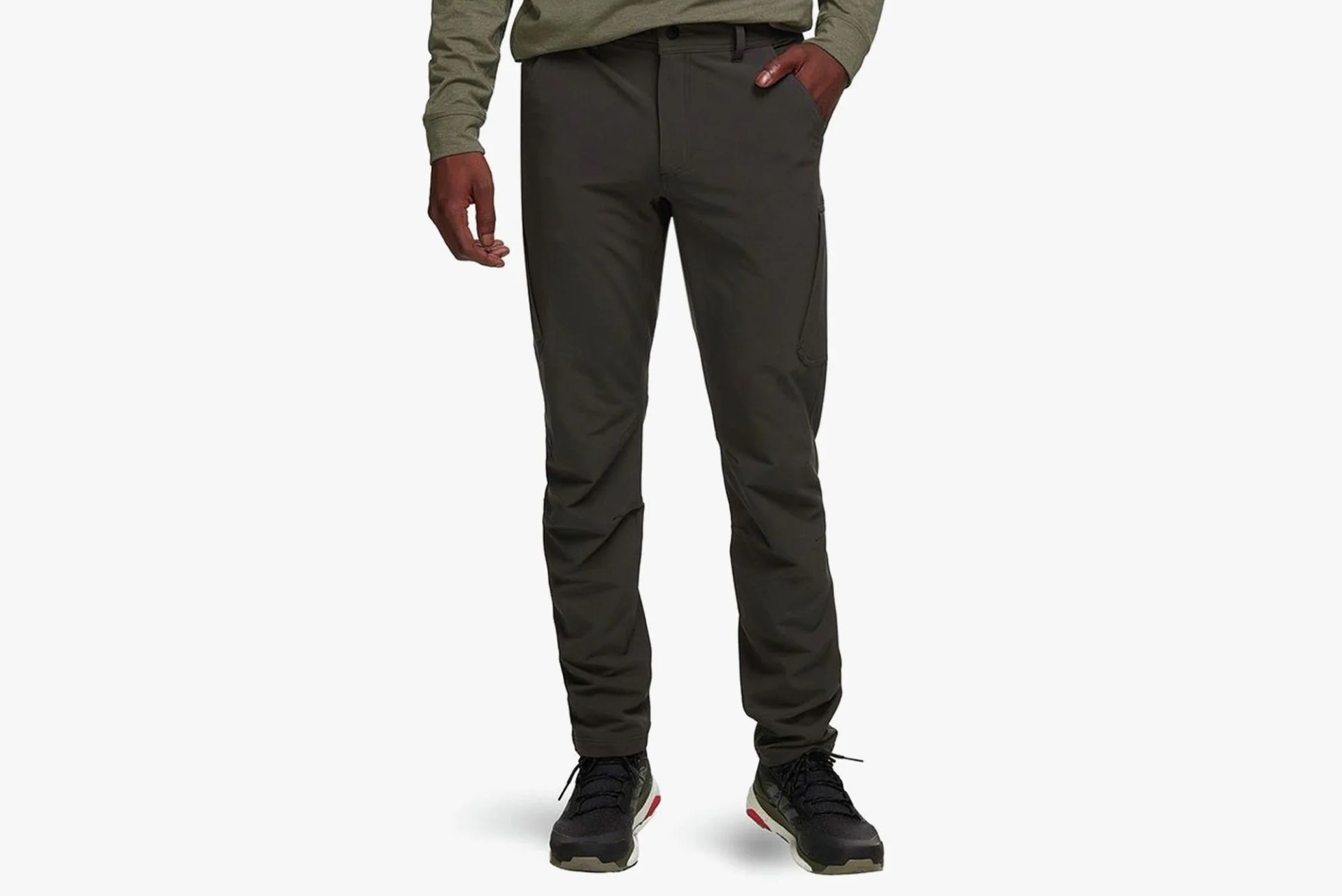 a man wearing black pants