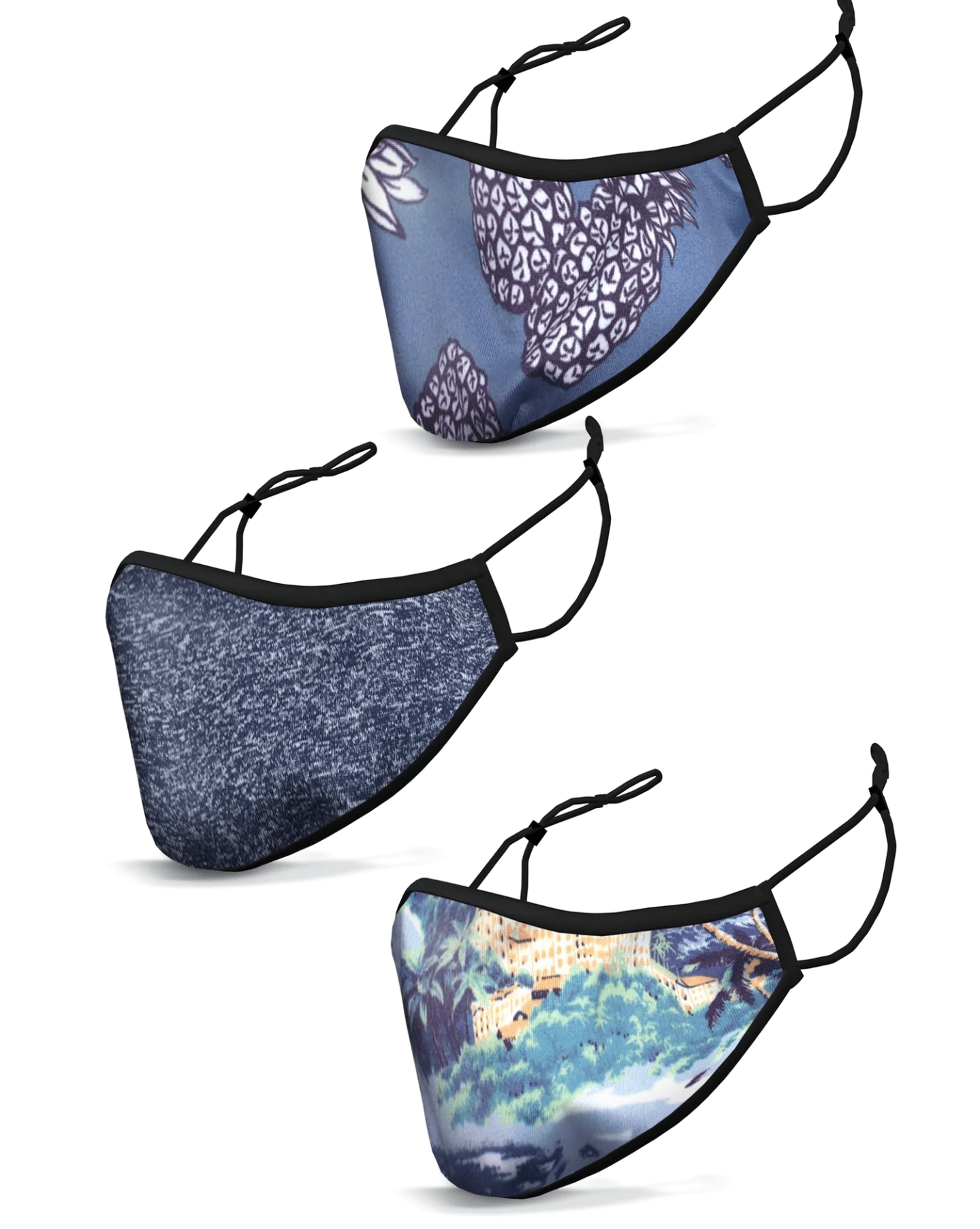 3 patterned face masks