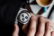 brew chronograph watch on wrist operating pusher
