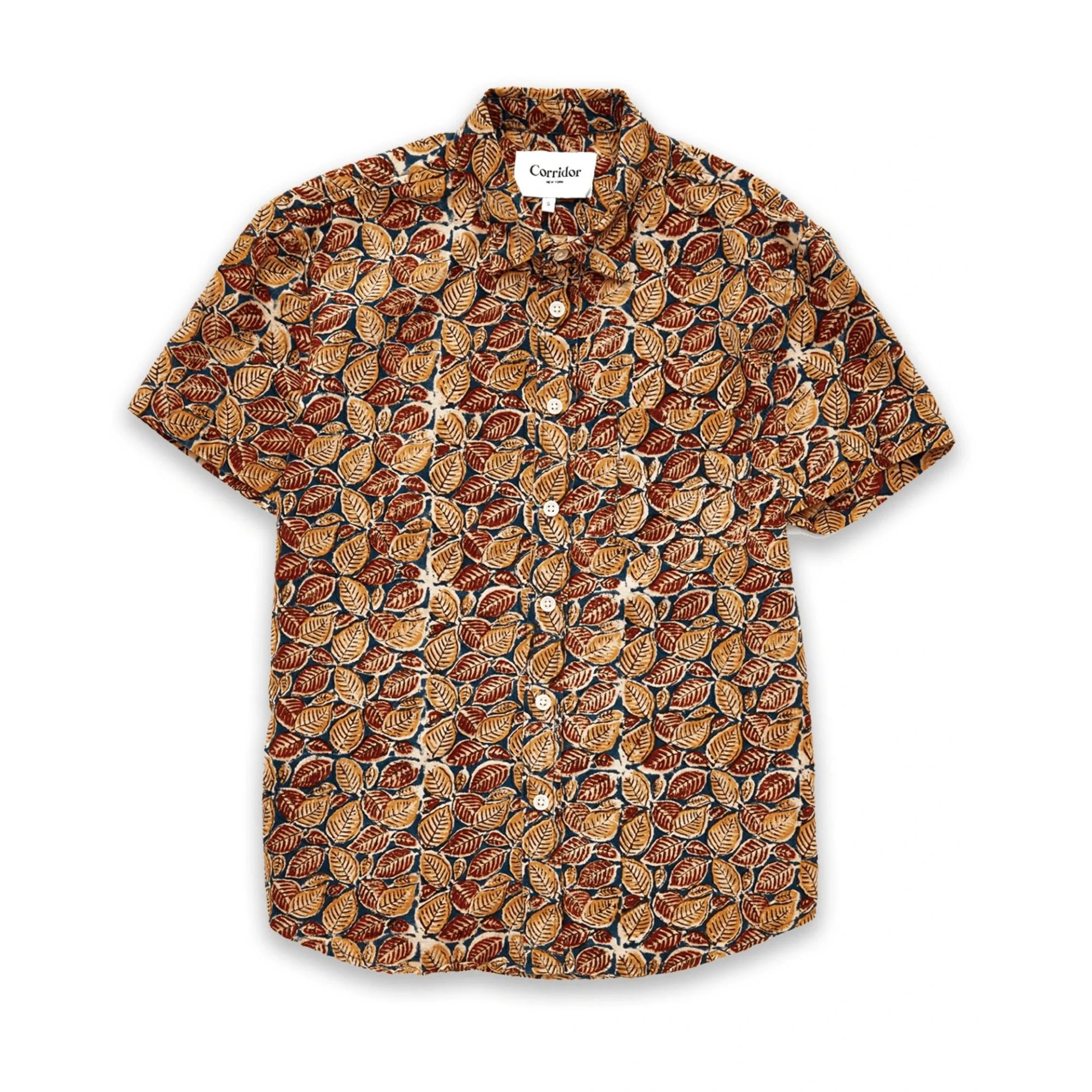 leaf print short sleeve shirt