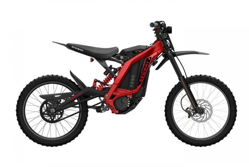 the segway dirt ebike electric motorcycle in red