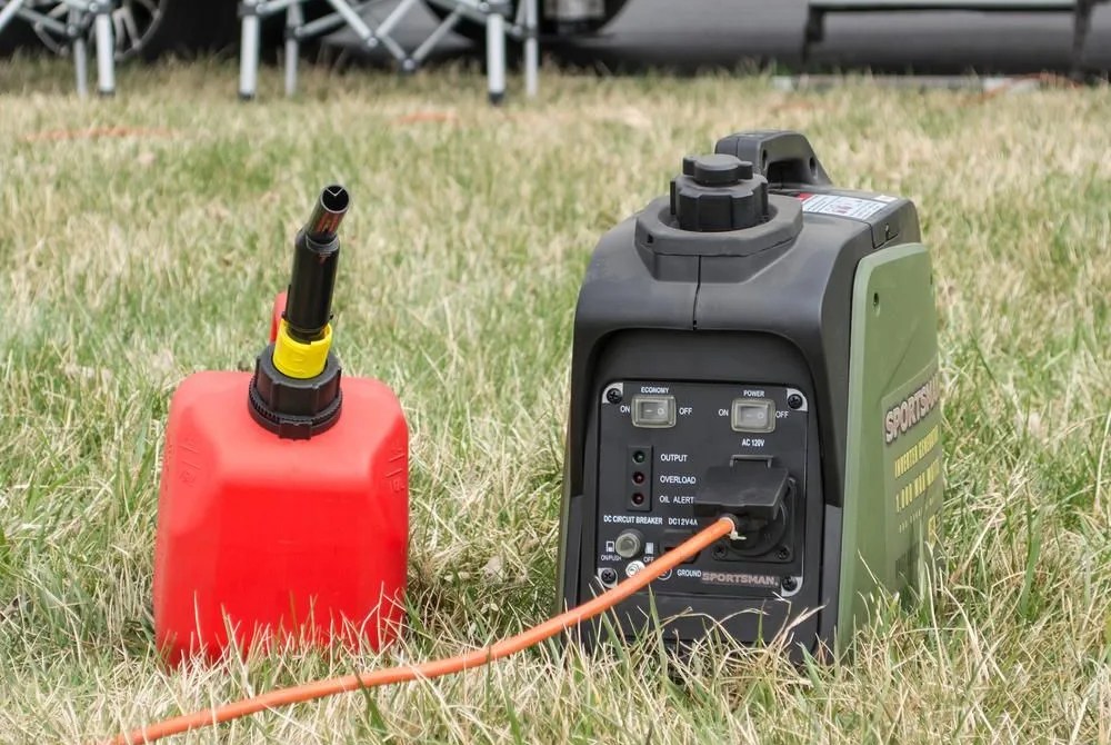 a power generator and a gasoline tank outside