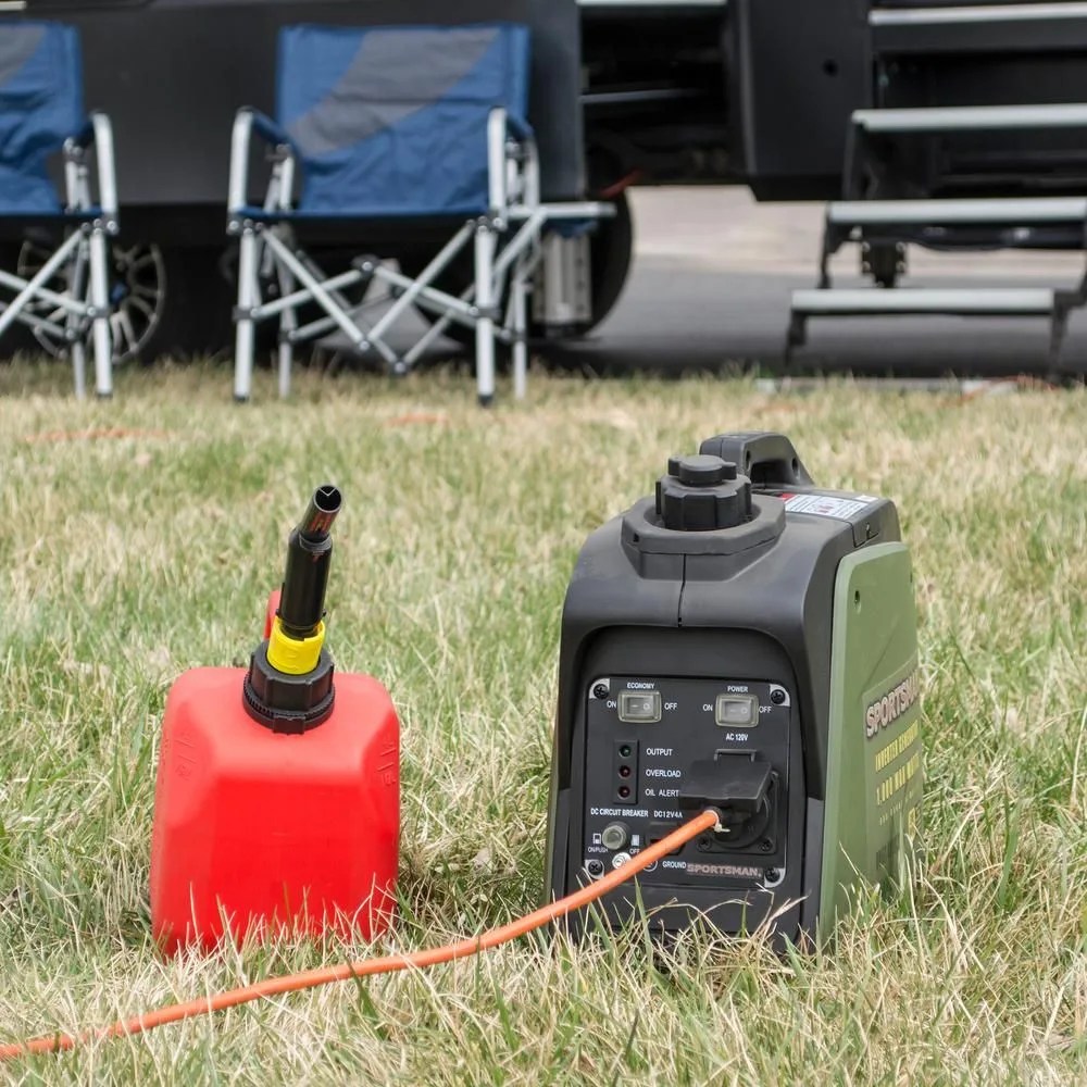 a power generator and a gasoline tank outside