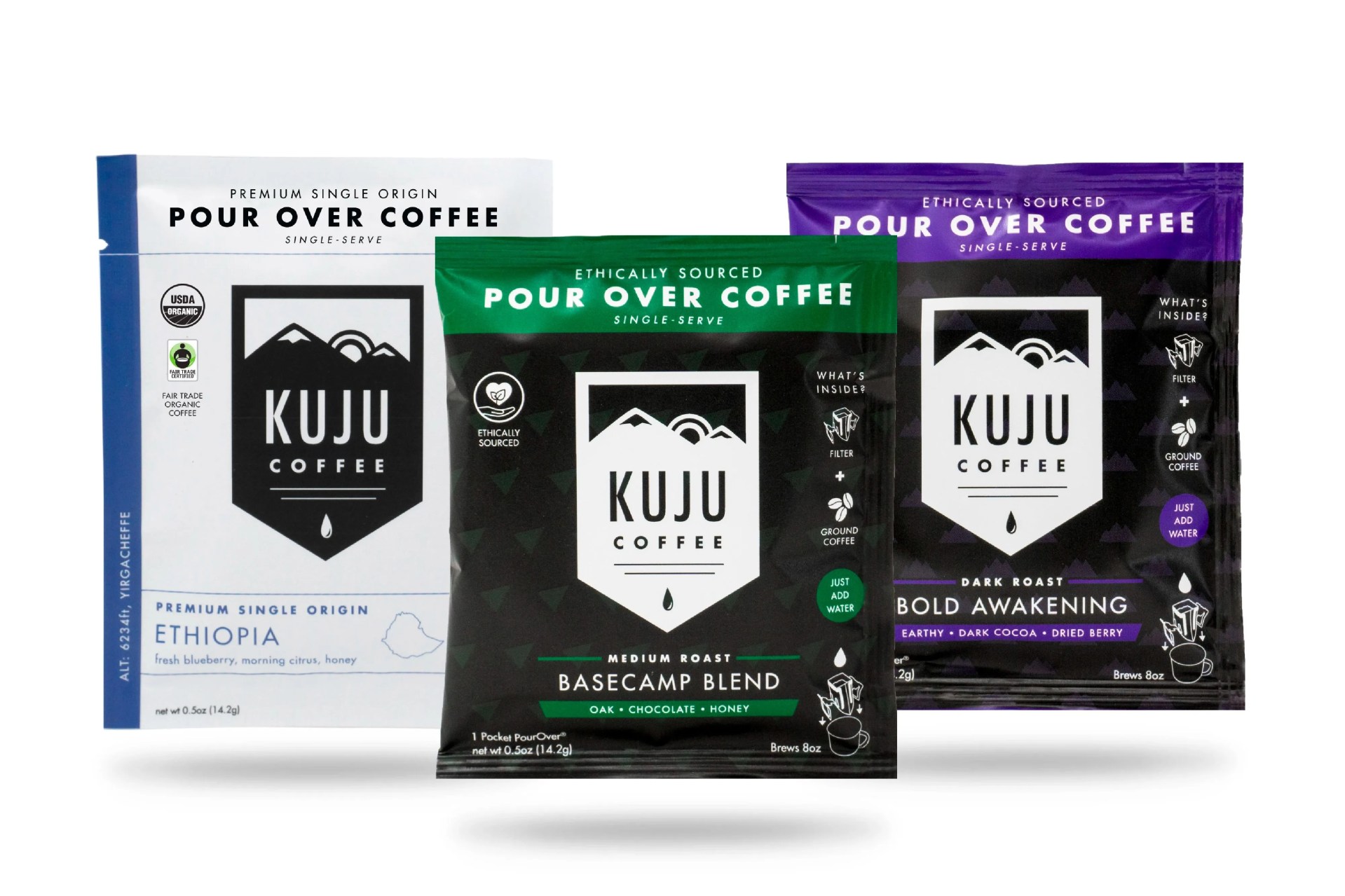 three different coffee packages
