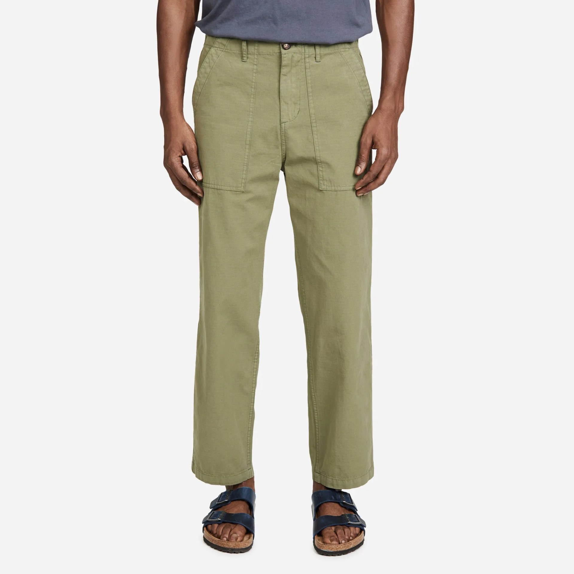 green pants on model