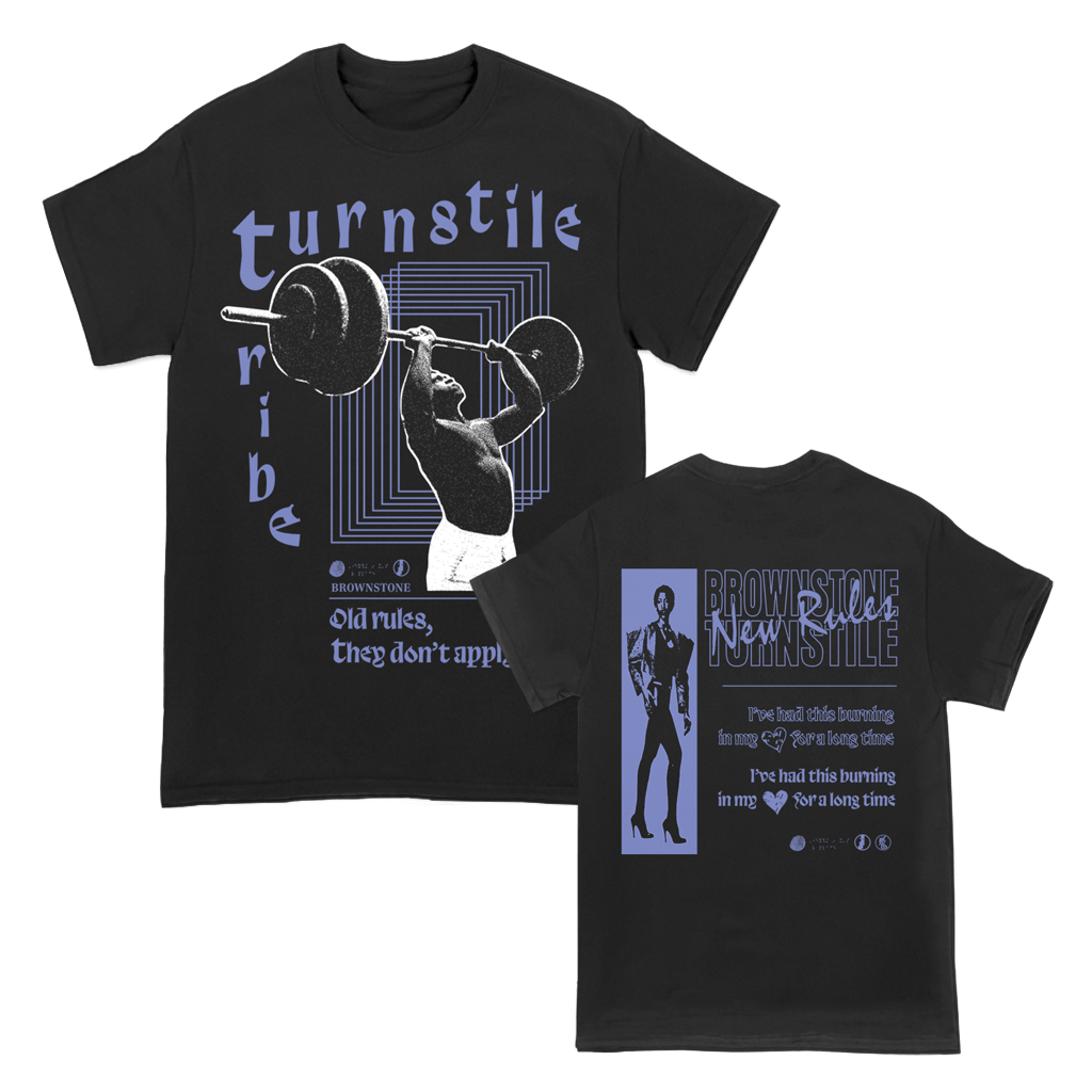 black graphic tee