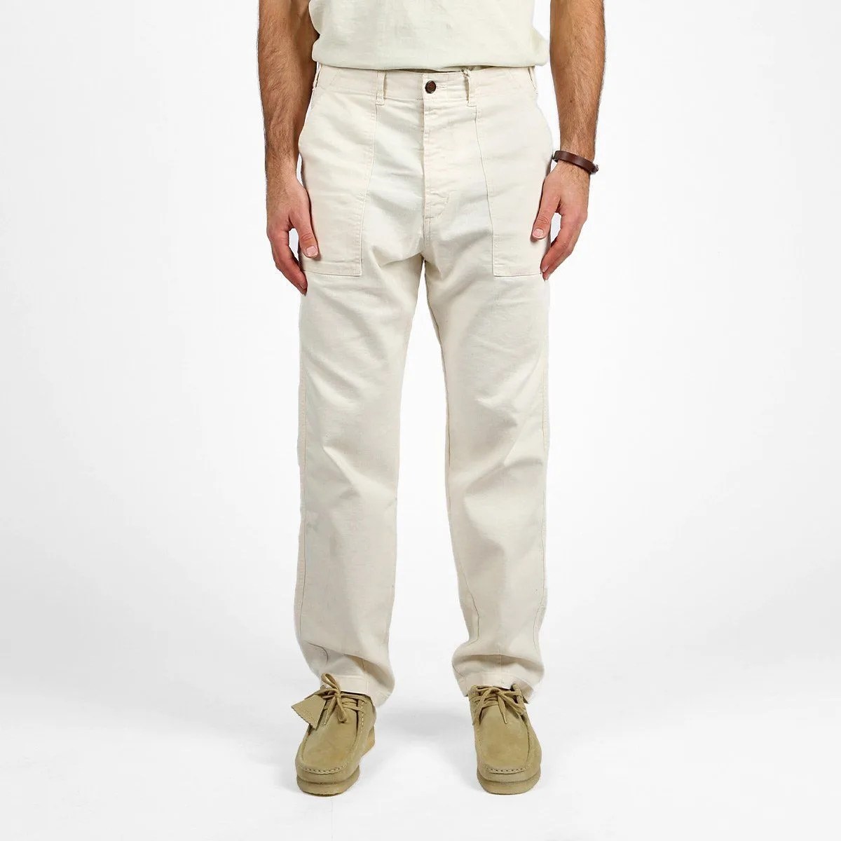 white pants on model