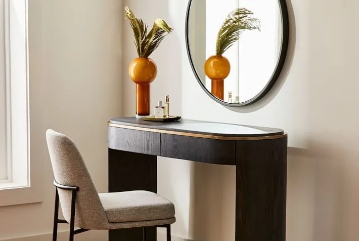 west elm bower console table with chair