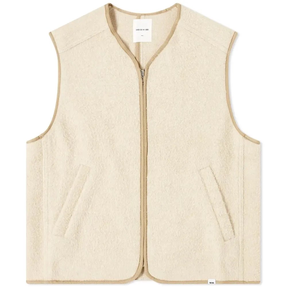 white wool zipper vest