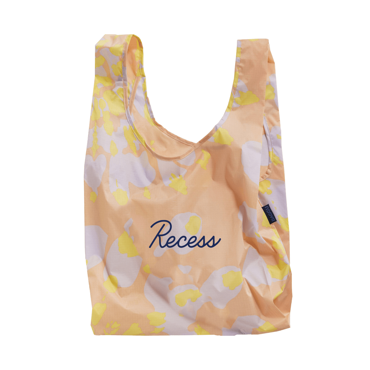 tie dye baggu bag that says "recess"