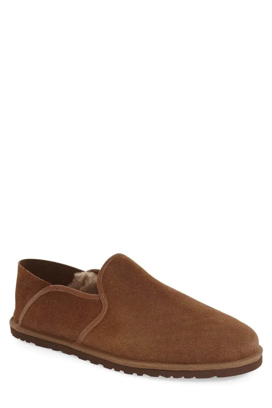 A brown suede slipper