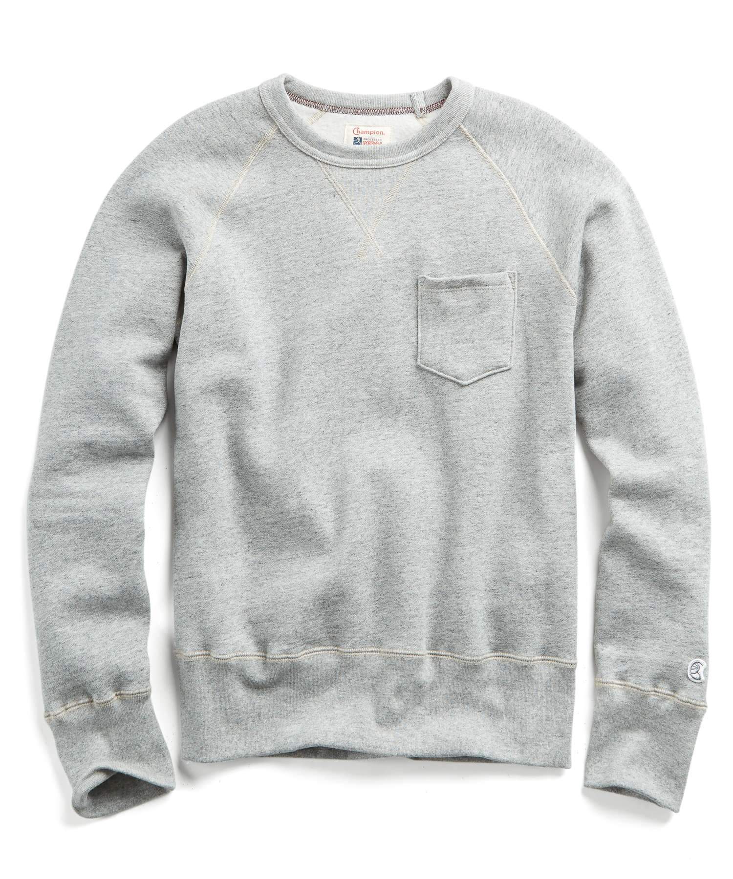 A gray crewneck sweatshirt