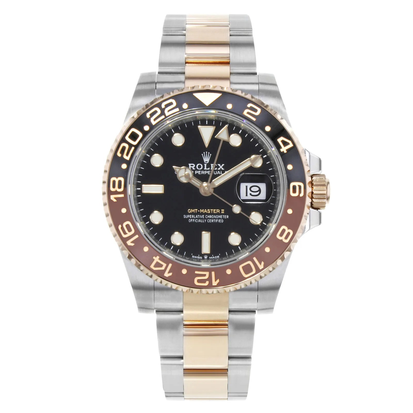 two tone sport watch with brown and black bezel