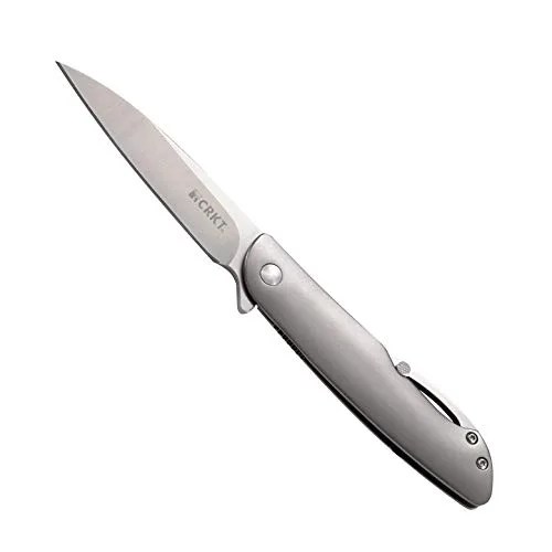 A silver folding pocket knife