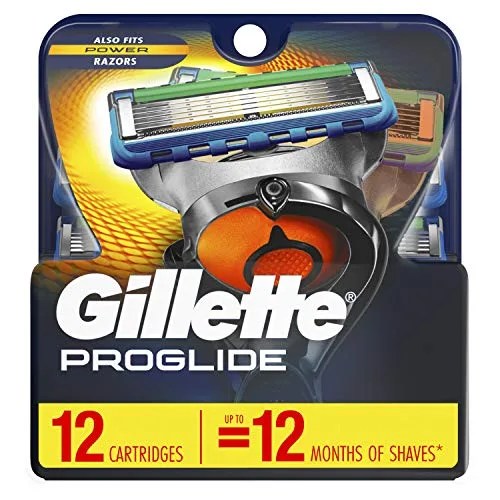 A box of men's razor blade shaving refills