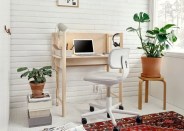 space setup with office chair and plants
