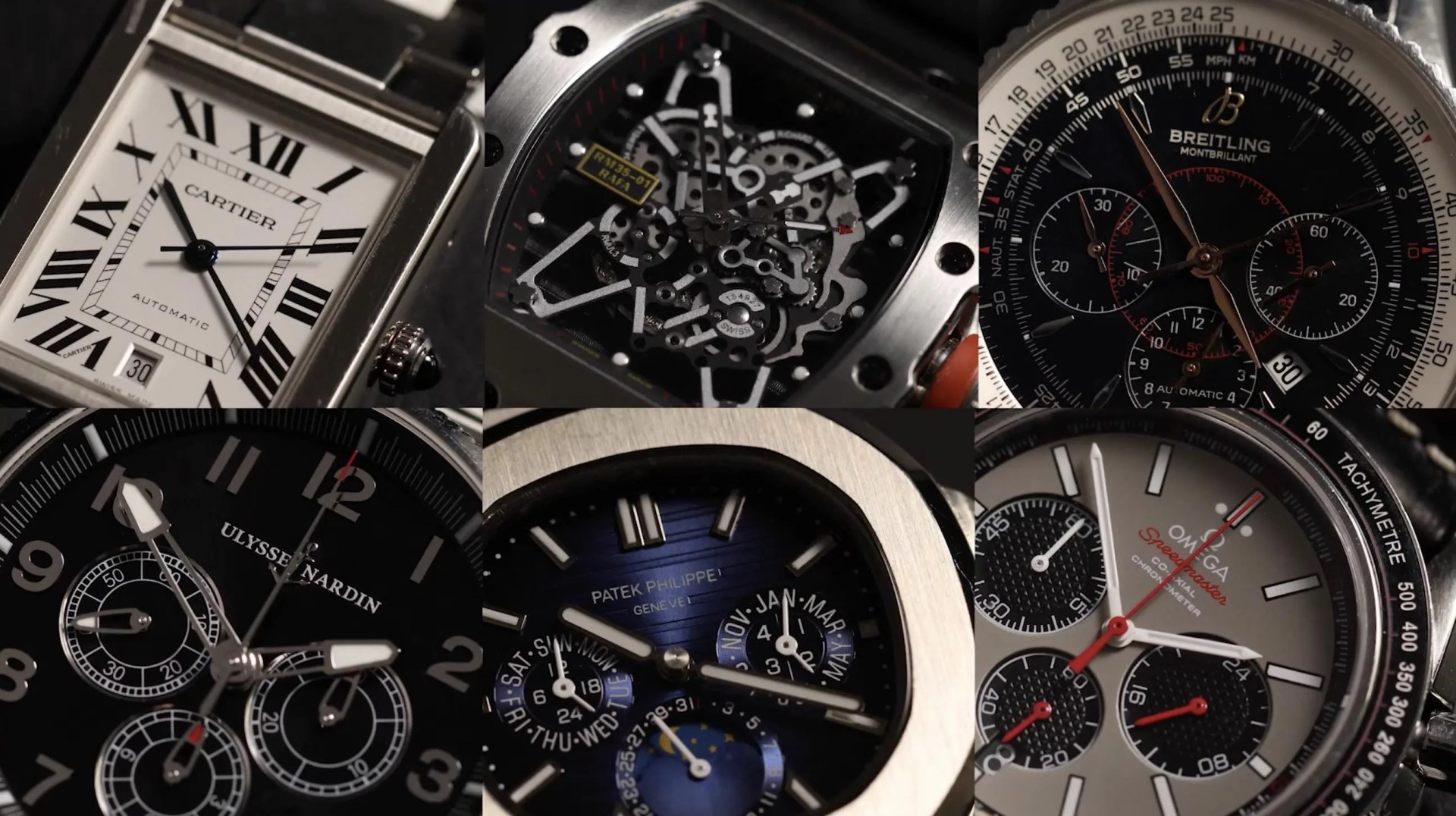 six watches three are real, three are counterfeit