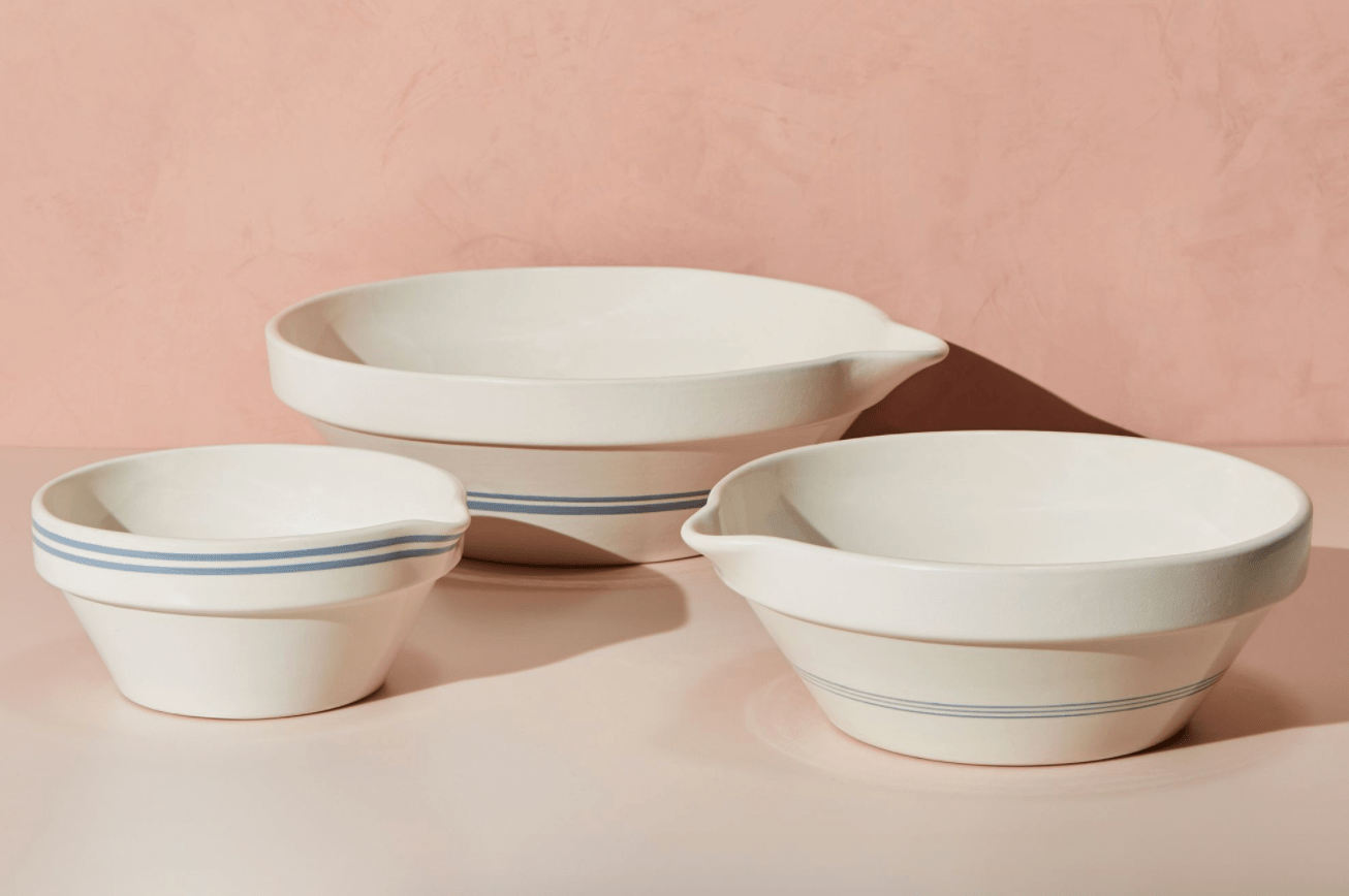 trio of stoneware bowls