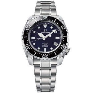 steel diver watch with black dial