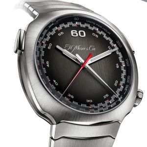 steel chronograph watch with simple dial