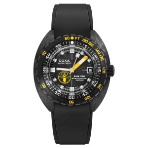 black carbon watch with yellow highlights