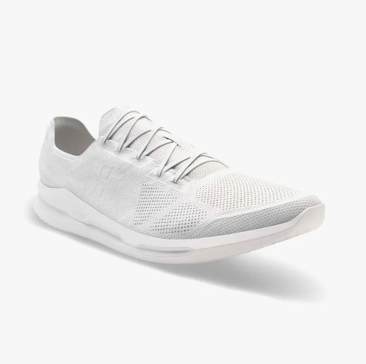a man running in a pair of white shoes