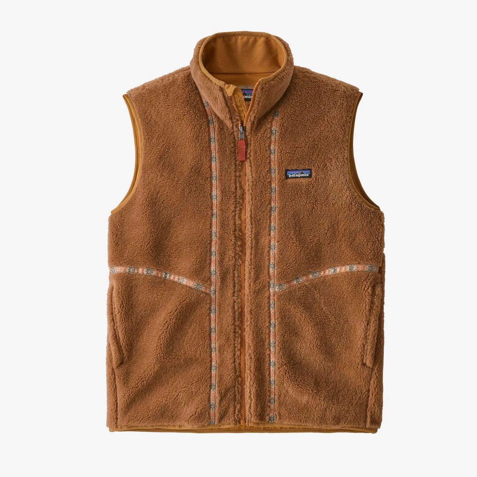 a light brown fleece vest