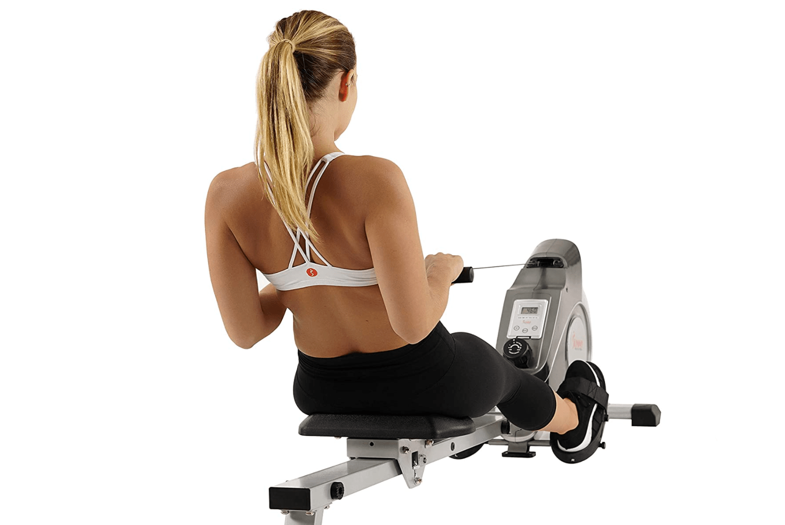 woman on rowing machine