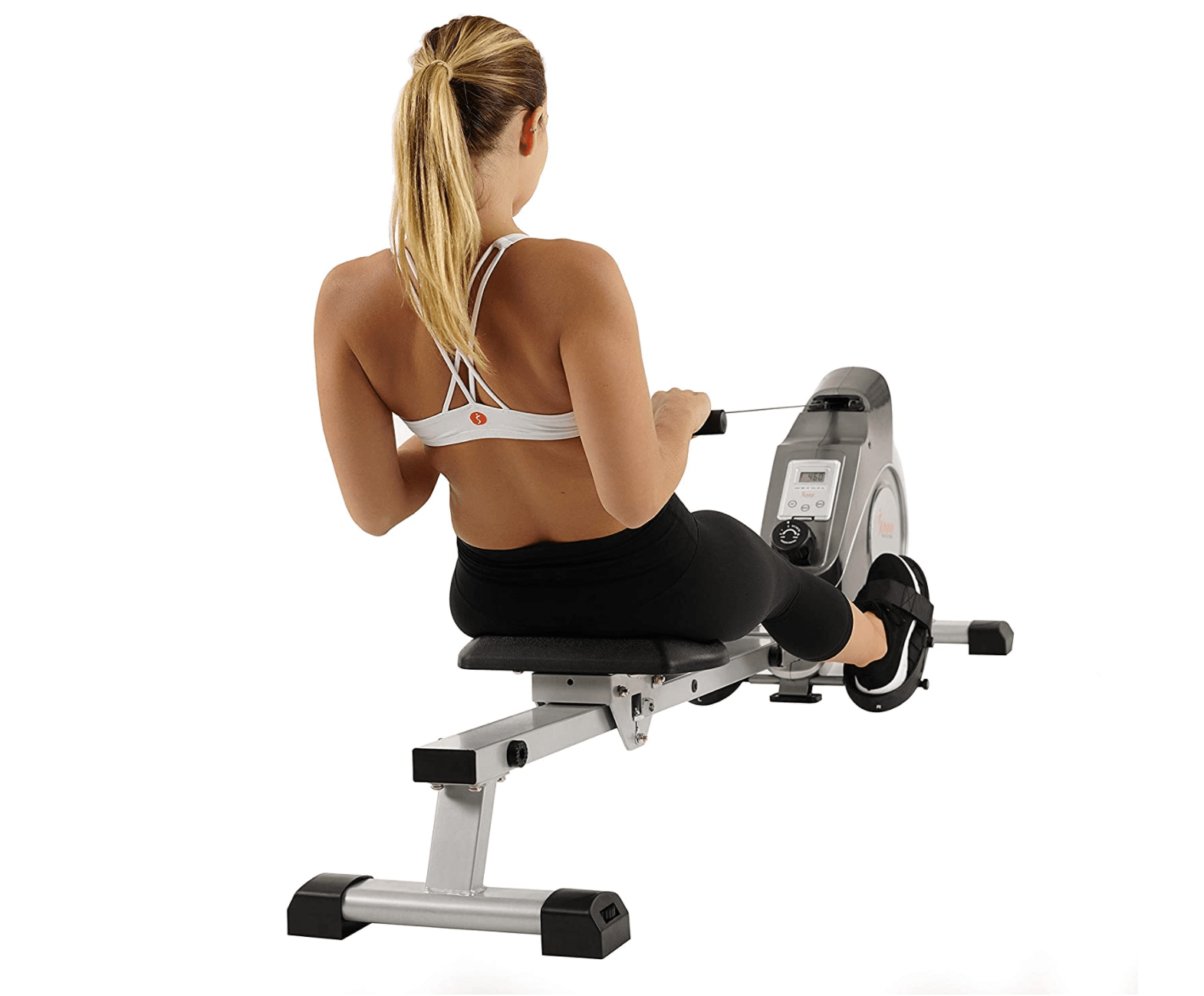 woman on rowing machine