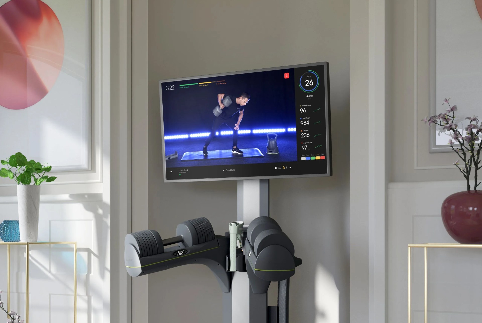 a home gym machine with a large screen