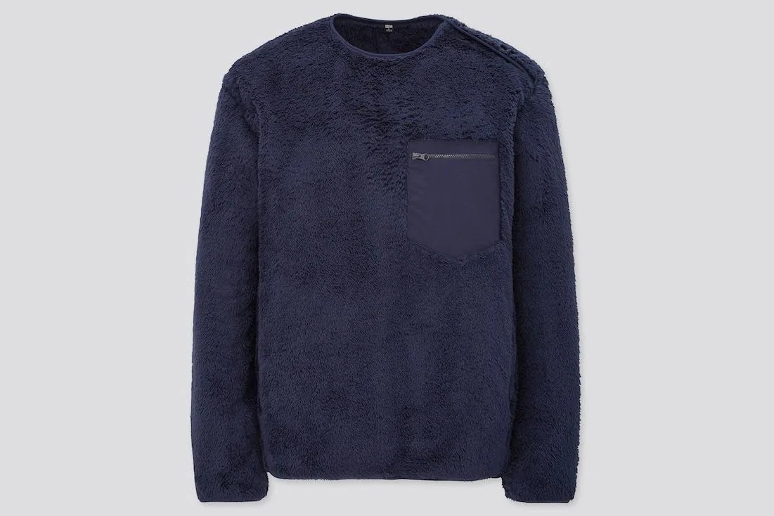blue fleece sweatshirt