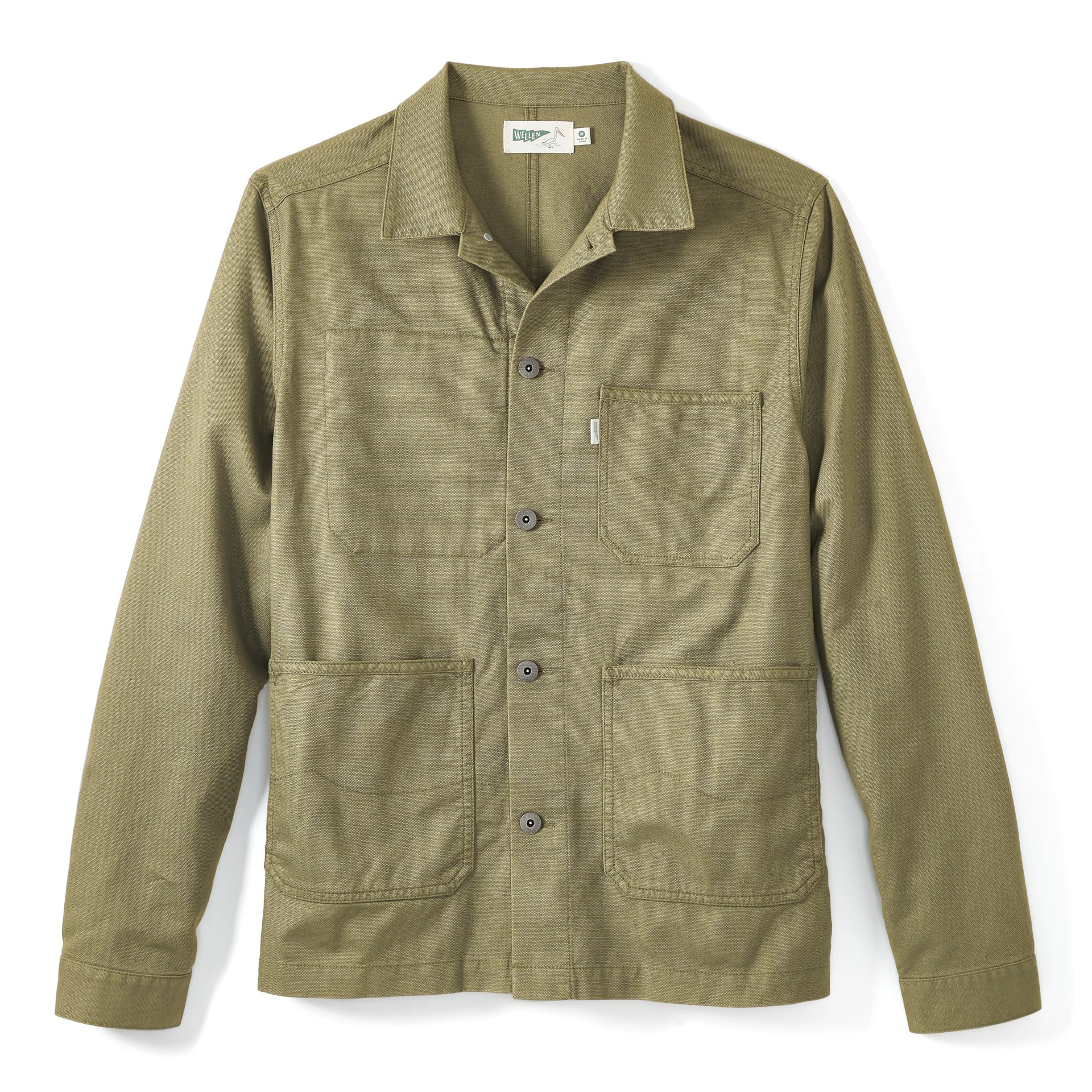An olive chore coat