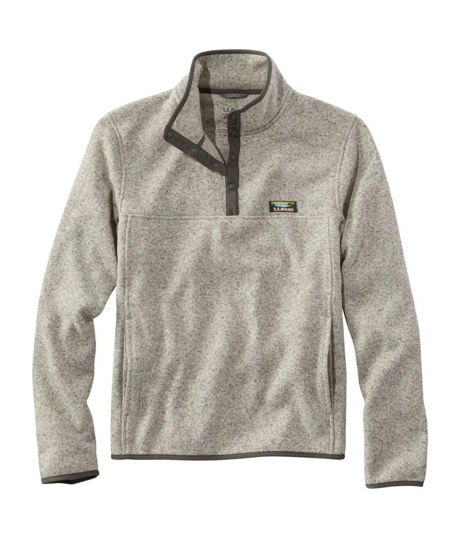 A light gray fleece pullover