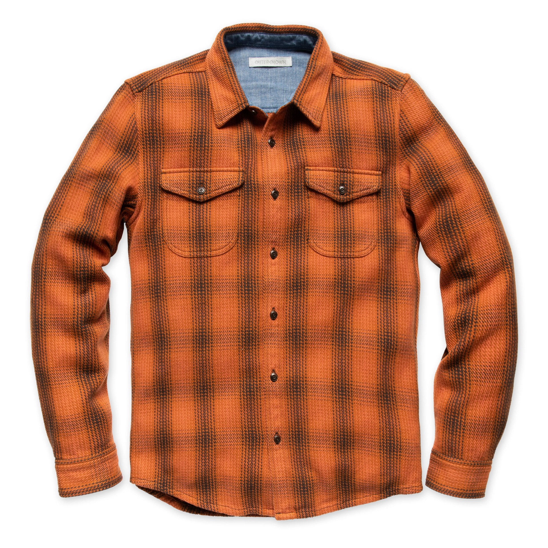 An orange flannel shirt