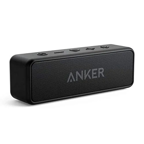 A black bluetooth speaker