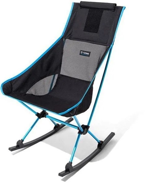 A rocking camp chair