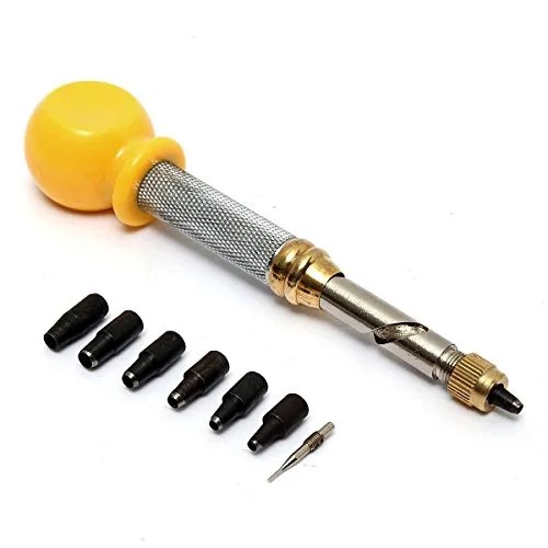 leather awl kit with yellow handle