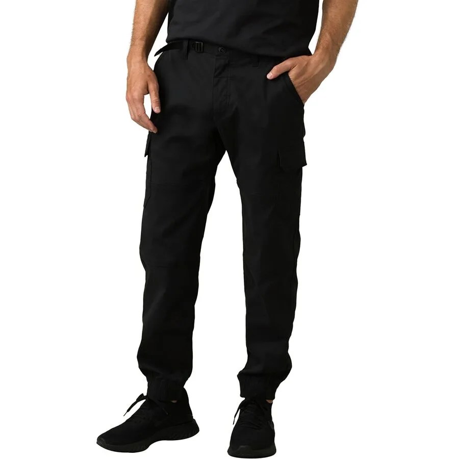 A model wearing black jogger pants