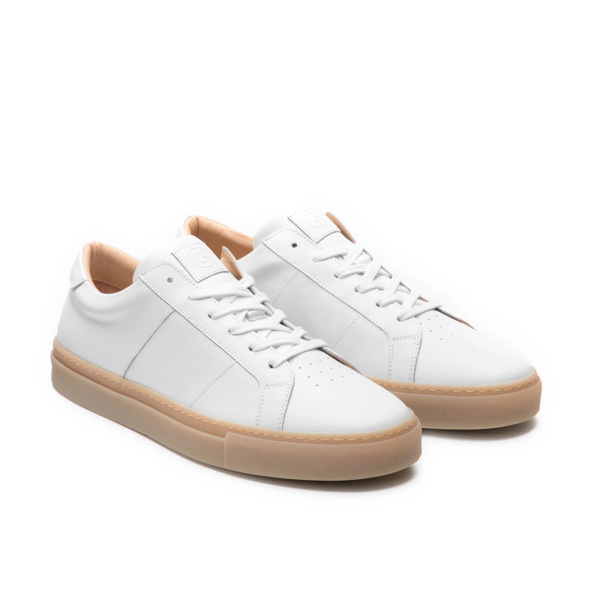 A pair of white sneakers