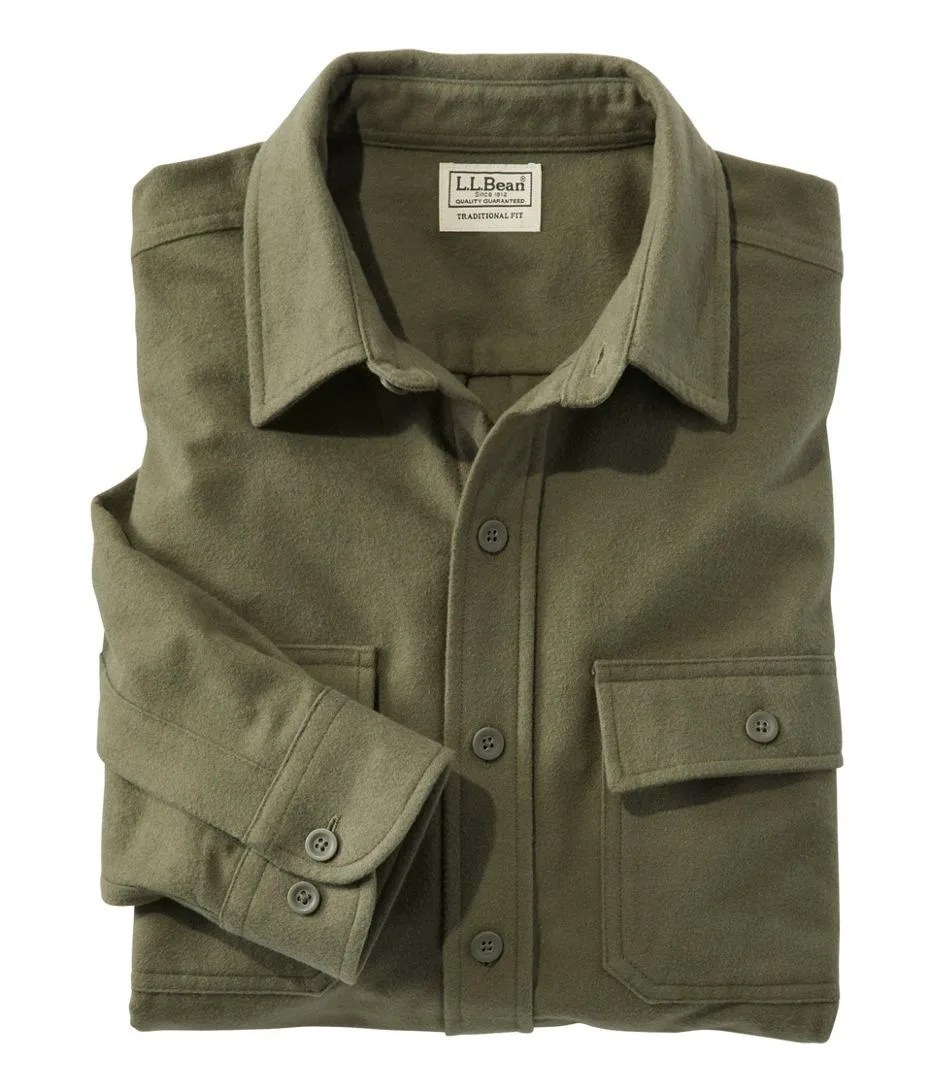 A green chamois button-up shirt