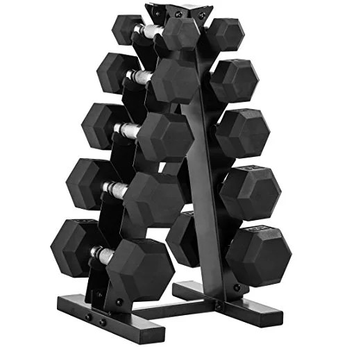 Dumbbells on rack