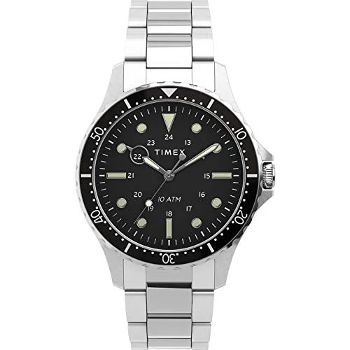 timex men's navi xl 41mm stainless steel analog quartz