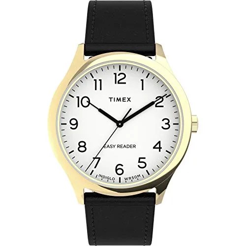 Timex Men's Easy Reader Gen 1 40mm Quartz Leather Strap, Black, 20 Casual Watch (Model: TW2U22200)