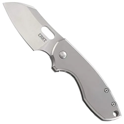 a silver folding pocket knife