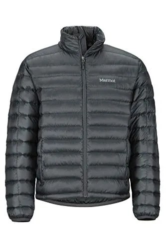a dark gray down jacket