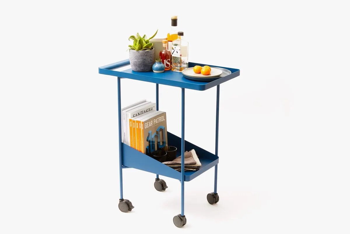 Blue metal bar cart