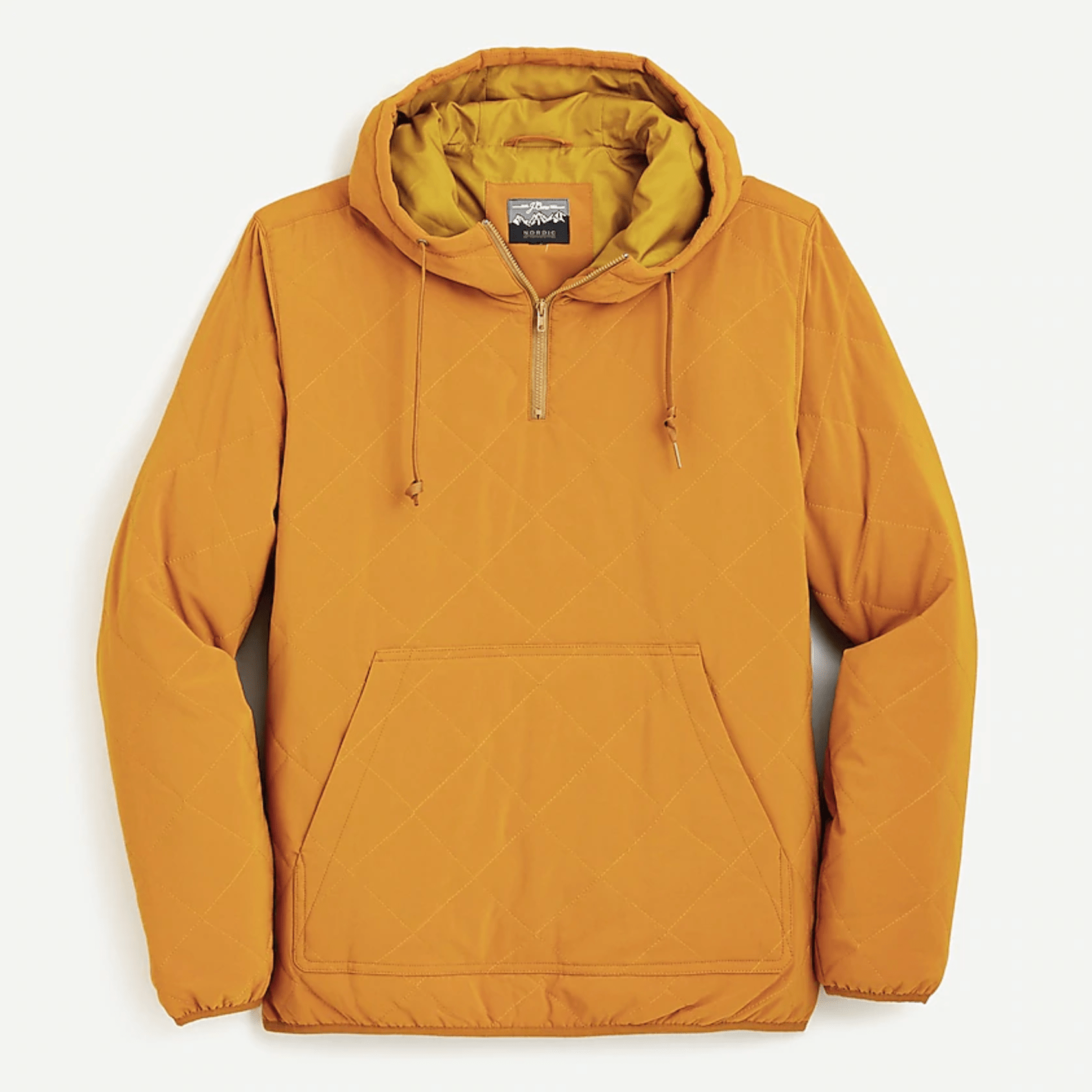 A yellow quilted anorak jacket