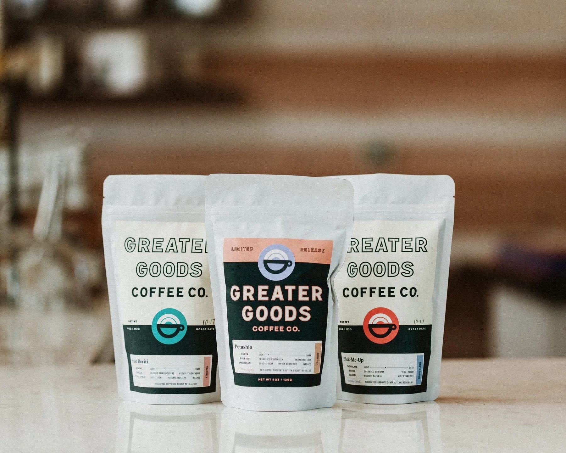 trio of coffee bags